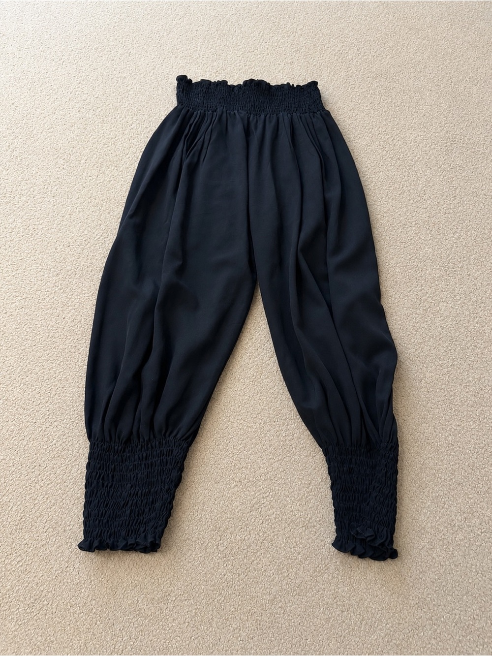 Johanna Ortiz Last Frontier Smocked Silk Pants in Black